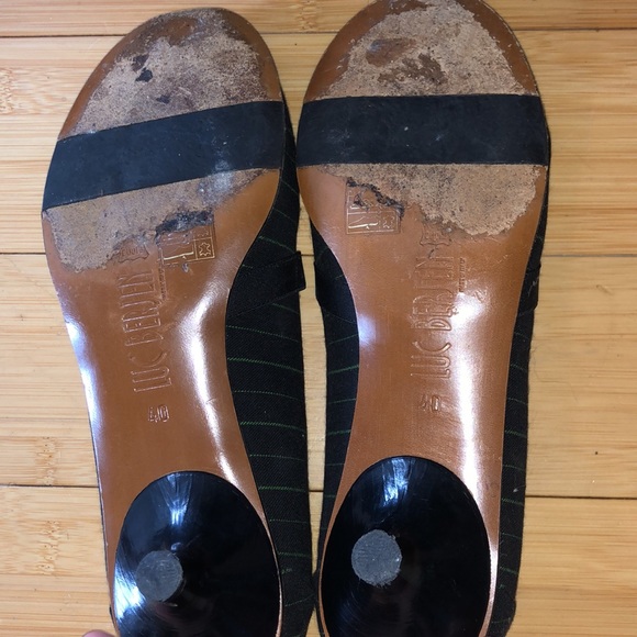 Luc Berjen• Kitten Heeled Pinstriped Loafers - Picture 5 of 11